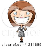 Cartoon Of A Happy Business Woman Holding A Thumb Up Royalty Free Vector Clipart