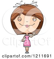 Cartoon Of A Drunk Woman Holding Up A Finger Royalty Free Vector Clipart