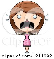 Cartoon Of A Scared Woman Screaming Royalty Free Vector Clipart
