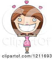 Cartoon Of A Loving Woman Wanting A Hug Royalty Free Vector Clipart