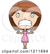 Cartoon Of A Mad Woman Waving Her Fists Royalty Free Vector Clipart