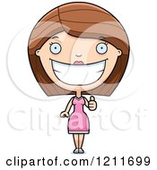 Cartoon Of A Happy Woman Holding A Thumb Up Royalty Free Vector Clipart