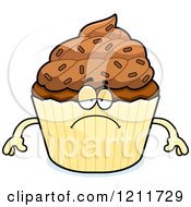 Poster, Art Print Of Depressed Chocolate Sprinkled Cupcake Mascot