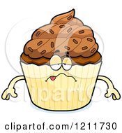 Poster, Art Print Of Sick Chocolate Sprinkled Cupcake Mascot