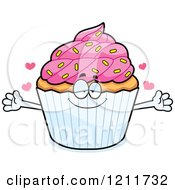 Poster, Art Print Of Loving Sprinkled Cupcake Mascot Wanting A Hug