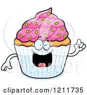 Poster, Art Print Of Smart Sprinkled Cupcake Mascot With An Idea