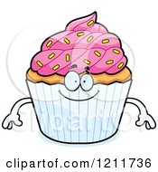Cartoon Of A Happy Sprinkled Cupcake Mascot Royalty Free Vector Clipart