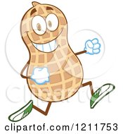 Cartoon Of A Happy Peanut Mascot Running Royalty Free Vector Clipart