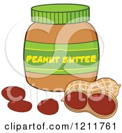 Cartoon Of A Jar Of Peanut Butter And Nuts Royalty Free Vector Clipart