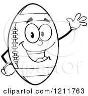 Poster, Art Print Of Outlined American Football Mascot Waving