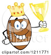 Poster, Art Print Of Crowned American Football Mascot Holding A Trophy
