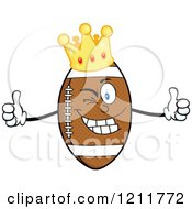 Cartoon Of A Crowned American Football Mascot Holding Two Thumbs Up Royalty Free Vector Clipart