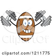 Poster, Art Print Of American Football Mascot Working Out With Two Dumbbells