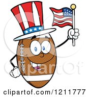 Poster, Art Print Of American Football Mascot Wearing A Patriotic Hat And Waving A Flag