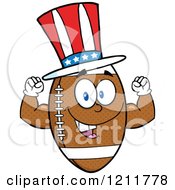 Poster, Art Print Of American Football Mascot Flexing Wearing A Patriotic Hat