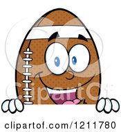 Cartoon Of An American Football Mascot Over A Sign 2 Royalty Free Vector Clipart by Hit Toon