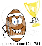 Poster, Art Print Of American Football Mascot Holding A First Place Trophy