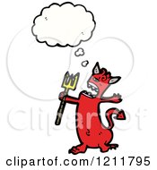 Cartoon Of The Devil Thinking Royalty Free Vector Illustration