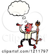 Cartoon Of The Devil Thinking Royalty Free Vector Illustration by lineartestpilot