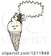Cartoon Of An Ice Cream Cone Speaking Royalty Free Vector Illustration