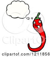 Cartoon Of A Thinking Red Chili Pepper Royalty Free Vector Illustration by lineartestpilot