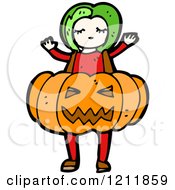 Girl In A Jack-O-Lantern Costume