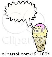 Cartoon Of A Speaking Ice Cream Cone Royalty Free Vector Illustration