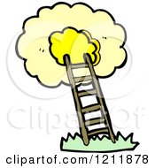 Cartoon Of A Ladder In The Clouds Royalty Free Vector Illustration
