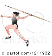 Poster, Art Print Of Female Javelin Thrower In A Black Uniform