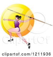 Female Javelin Thrower In A Purple Uniform
