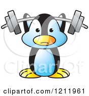 Poster, Art Print Of Happy Penguin Lifting A Barbell
