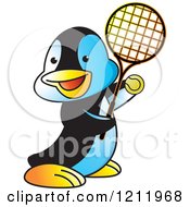 Poster, Art Print Of Happy Penguin Playing Tennis