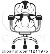 Clipart Of A Black And White Happy Penguin Sitting In A Chair Royalty Free Vector Illustration by Lal Perera