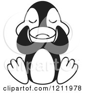 Clipart Of A Black And White Happy Penguin Crying Royalty Free Vector Illustration