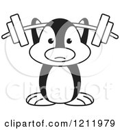 Poster, Art Print Of Black And White Happy Penguin Lifting A Barbell