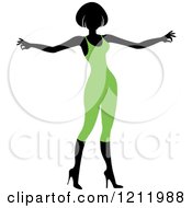 Clipart Of A Faceless Woman In A Green Leotard Royalty Free Vector Illustration