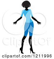 Clipart Of A Faceless Woman In A Blue Outfit Royalty Free Vector Illustration