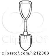 Clipart Of A Black And White Shovel 5 Royalty Free Vector Illustration