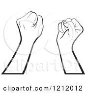 Poster, Art Print Of Black And White Strong Fisted Hands Raised