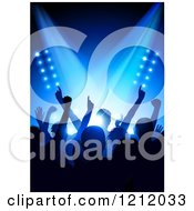 Poster, Art Print Of Silhouetted Crowd At A Concert Under Blue Stage Lighting
