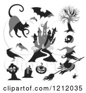 Poster, Art Print Of Black And White Halloween Characters And Items