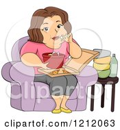 Poster, Art Print Of Fat Woman Eating Chicken Drumsticks And Pizza