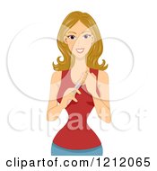 Cartoon Of A Beautiful Caucasian Woman Filing Her Fingernails Royalty Free Vector Clipart