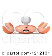 Clipart Of A 3d Happy Orange Crab Chef Royalty Free Illustration