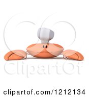 Clipart Of A 3d Sad Orange Crab Chef Royalty Free Illustration