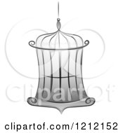 Grayscale Whimsical Empty Bird Cage