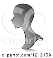 Cartoon Of A Grayscale Whimsical Mannequin Head And Shadow Royalty Free Vector Clipart