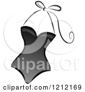 Cartoon Of A Grayscale Whimsical One Piece Swimsuit Royalty Free Vector Clipart