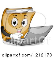 Poster, Art Print Of Book Mascot Using A Laptop Computer