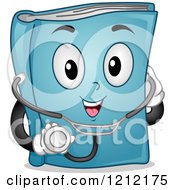 Poster, Art Print Of Blue Medical Book Mascot With A Stethoscope